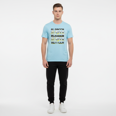 White male model - ocean blue tee