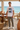 White tee with checkered trousers without beanie
