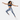 Woman with braided hair in Jaguar Blue leopard print joggers with navy sports bra