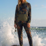 Woodland hoodie and jogger set beside ocean