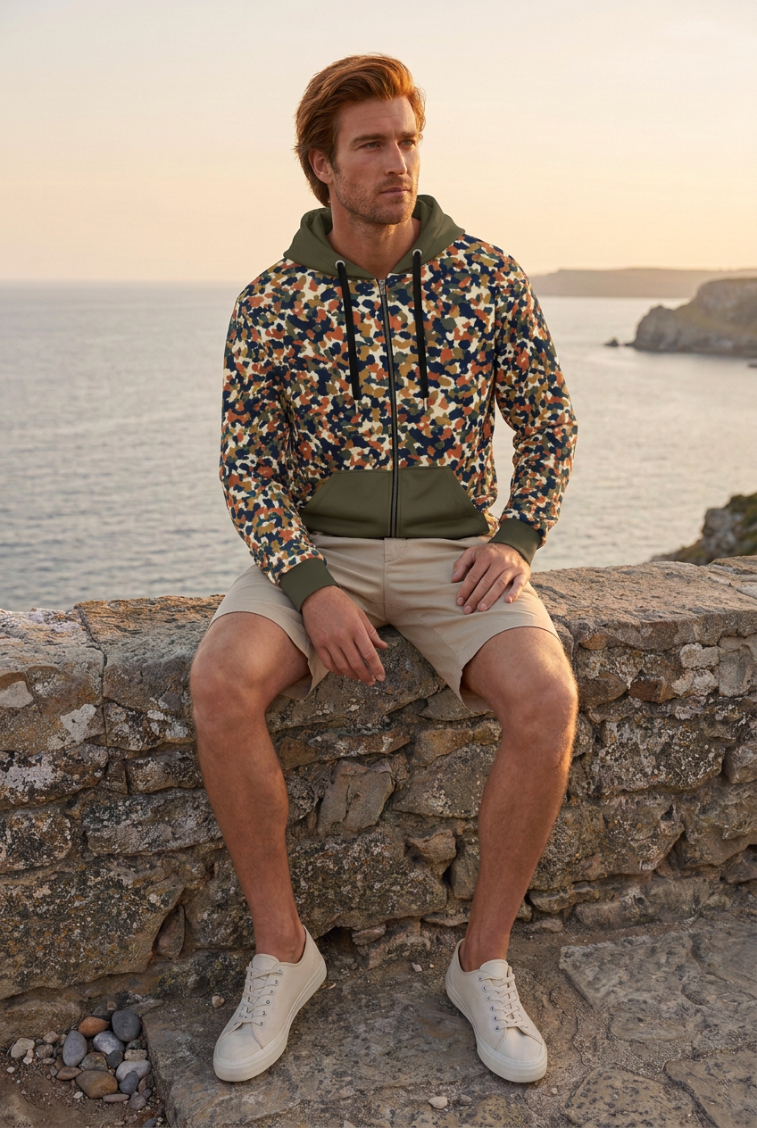 Zip hoodie with Bermuda shorts